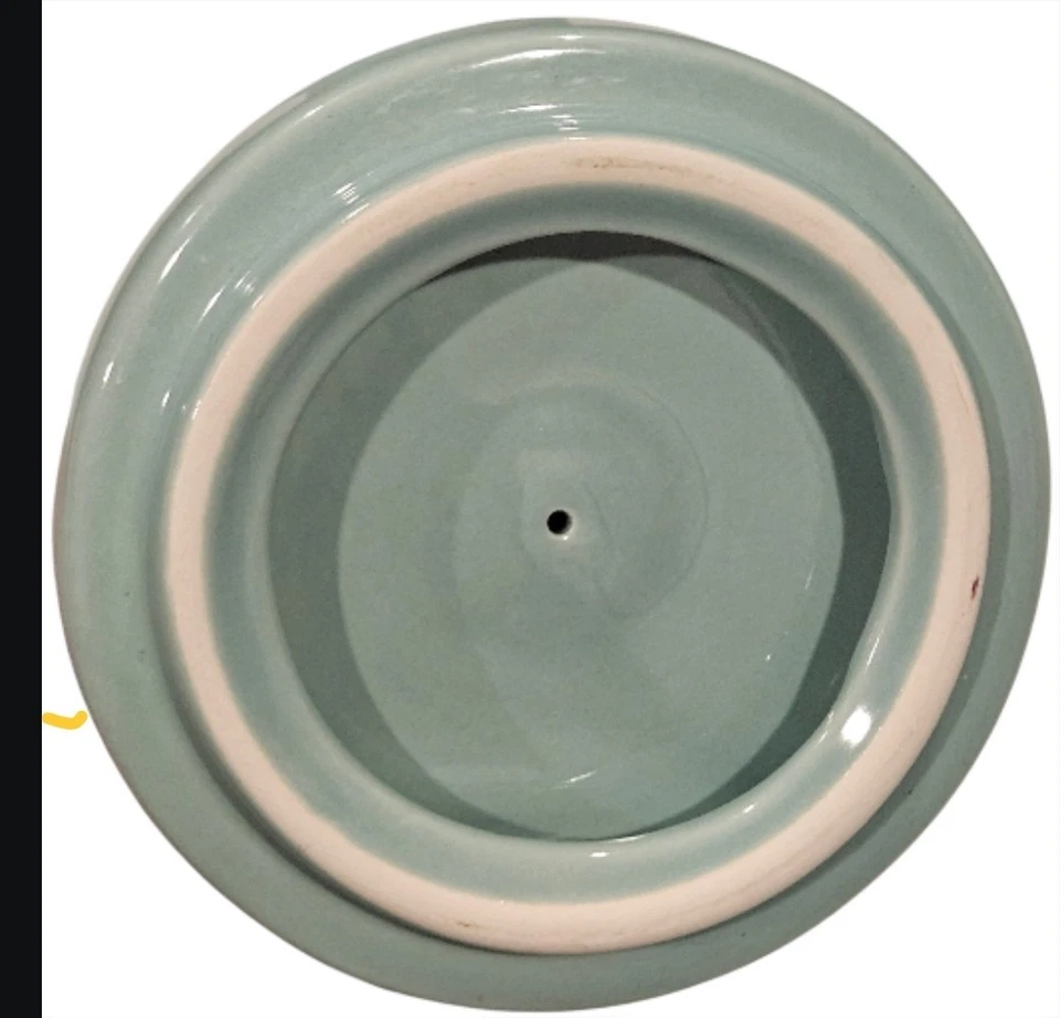 ¡NUEVO! Dispensador de jabón y tarro cubierto de baño "Medallón Groovy" cerámica verde menta Foto 4 de 4