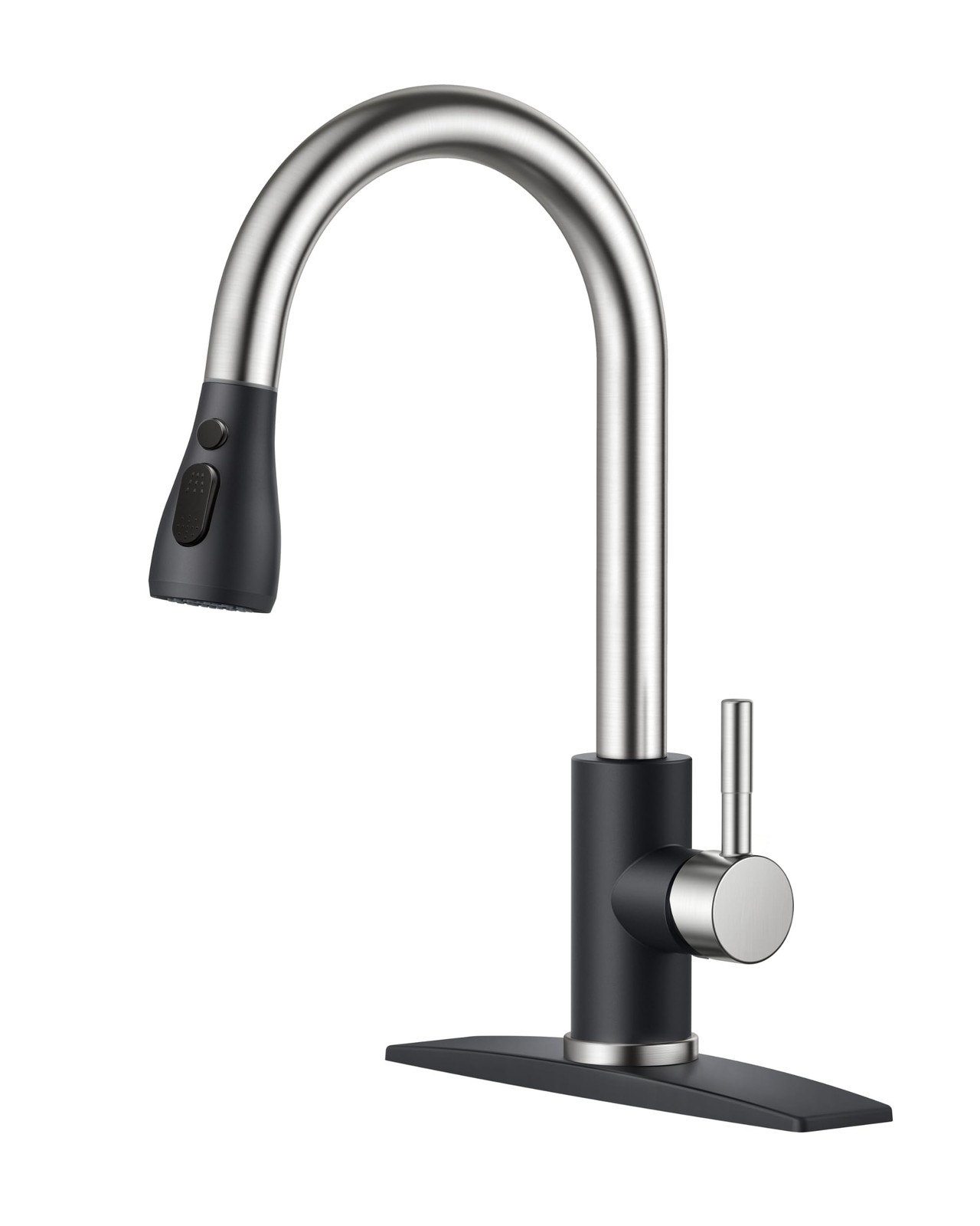 High Arc Single Handle Kitchen Faucet with Pull Down Sprayer in Classic Stainless Steel