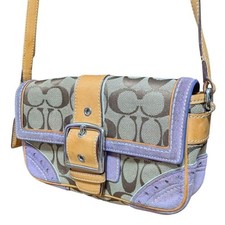 Coach Soho 1459 bag Shoulder Bag Signature Canvas Purple Authentic