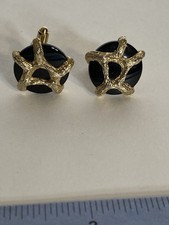 Vintage 1960s-70s Dante Black Onyx Twisted Gold Branch Cufflinks Rare Unique