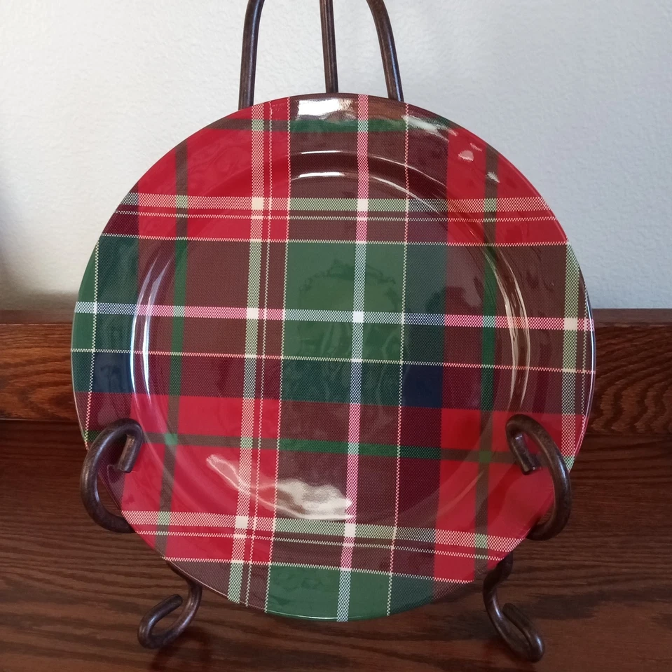 Tommy Bahama TARTAN Platos de Cena y Ensalada de Melamina, Juego de 4 cada uno Foto 2 de 4