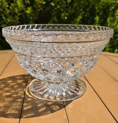 Vintage Anchor Hocking Wexfordfooted Pedistal Cut Glass Candy/Nut Bowl