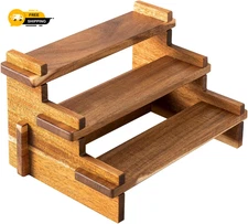 Acacia Wood Tiered Spice Rack Shelf Organizer for Cabinet Small Cupcake Stand