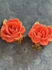 Vintage BSK  Stamped Faux Coral Clipped Earrings — photo 3