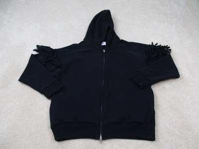 Mauro Grifoni Hoodie Women Small Black Full Zip Sweatshirt Fringe Western Ladies