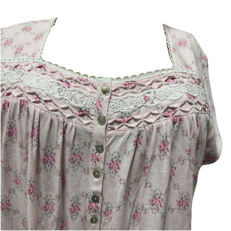 Eileen West Nightgown XLarge Cap  Sleeves Multi 100% Cotton Jersey