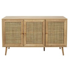 HowHomely Kommode Holzkommode 115x70x39cm braun Sideboard Rattantüren Dekorative