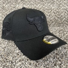 New Era Chicago Bulls A-Frame Snapback 9Fifty Hat All Black Cap Patch Adult NWT