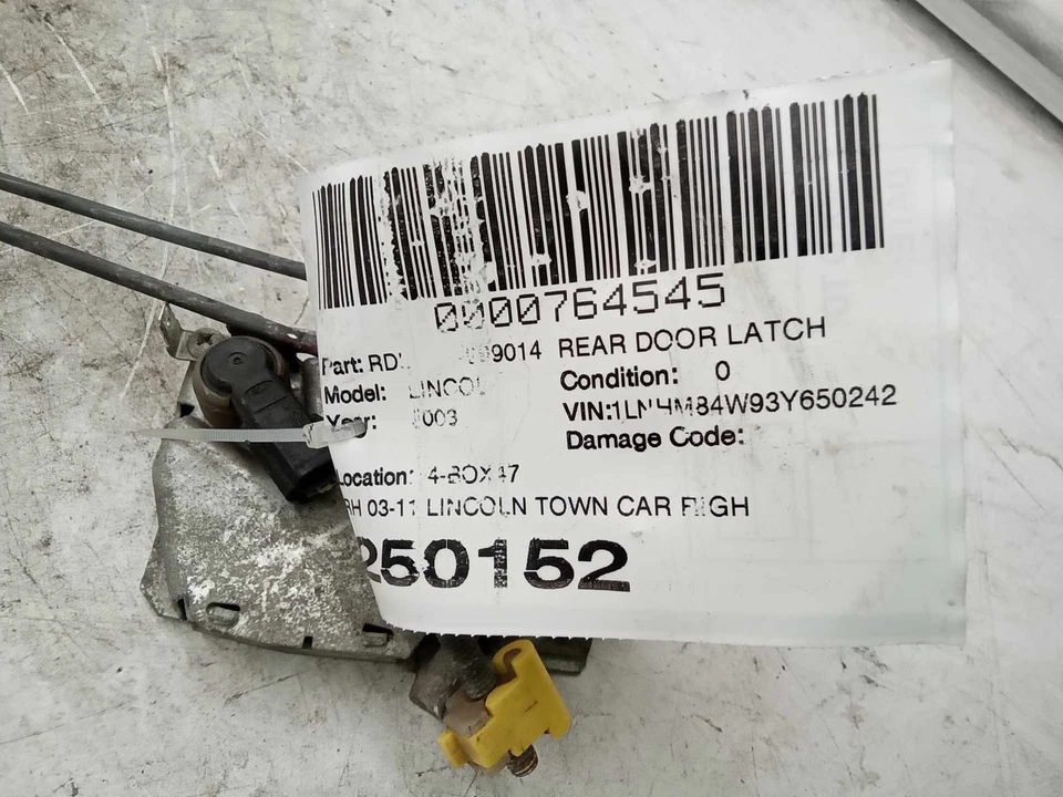 RH 03-11 LINCOLN TOWN CAR PUERTA TRASERA DERECHA CERRADURA PESTILLO ACTUADOR USADO OEM Foto 2 de 4
