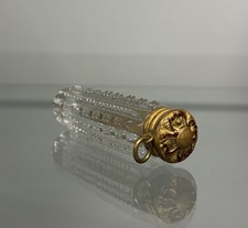 Antique Victorian 1800s Cut Glass Chatelaine Scent Perfume Bottle