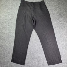 Bryn Walker Pants Womens L Black 100% Linen Elastic Waist Straight Leg USA Made