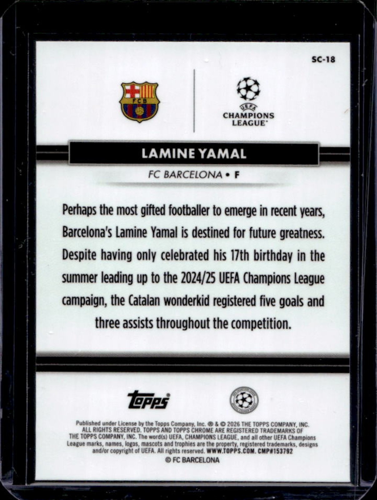 2026 Topps Chrome National NSCC Lamine Yamal UEFA #SC-18 view 2