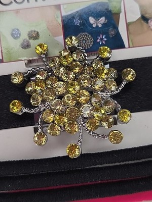 Vintage Revlon Convertible Choker Brooch Black Elastic Rhinestone Starburst 2005