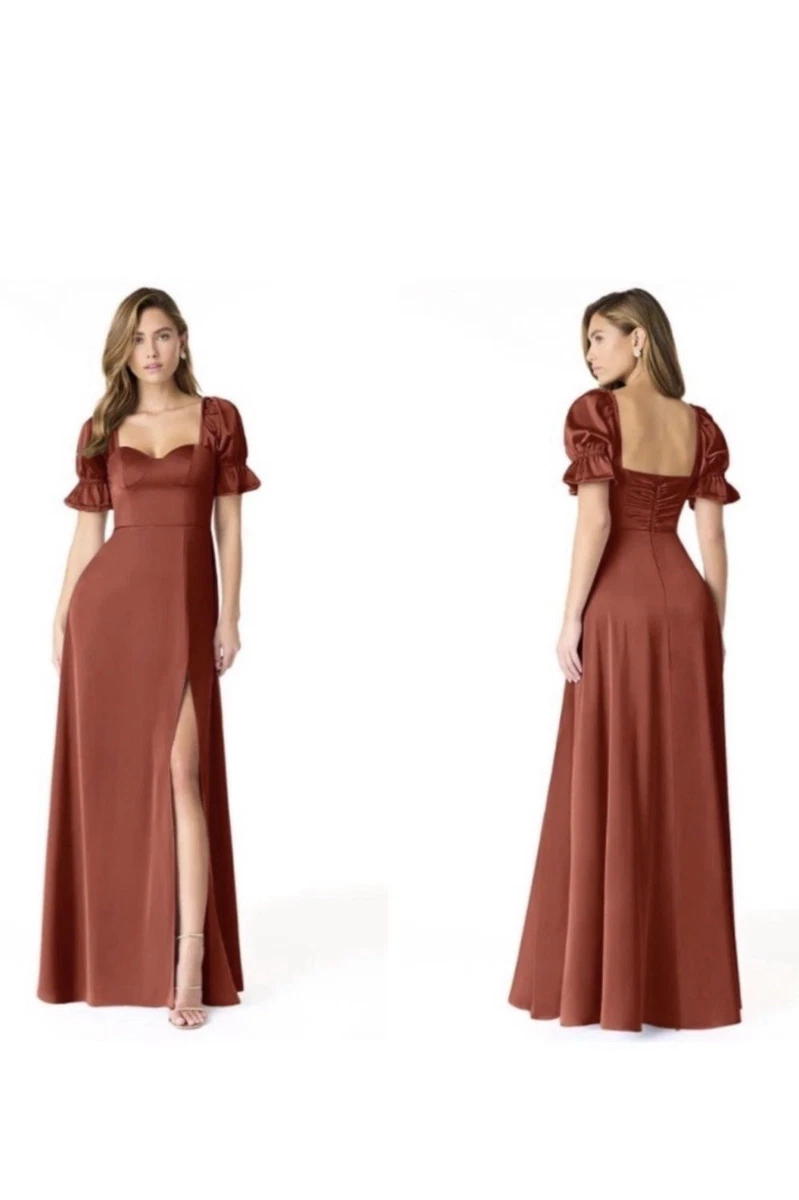 Satin Short Sleeve Bridesmaid Dresses for sale | eBay