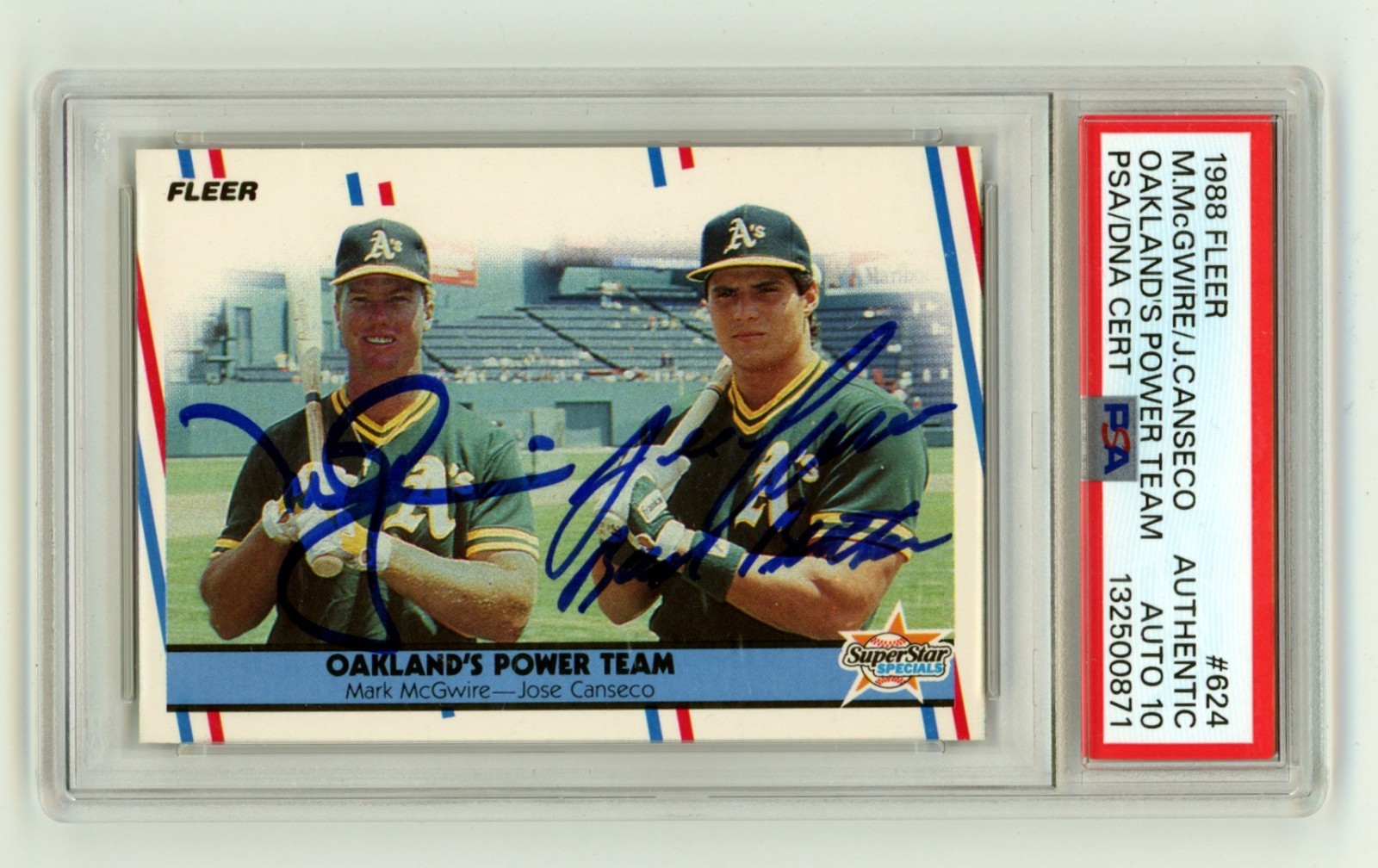 Mark McGwire Jose Canseco 1988 Fleer Power Team Dual Signed w/ Insc. PSA 10 Auto