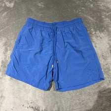 Vilebrequin Shorts Mens L Blue Swim Trunks Elastic Waist Mesh Lined Drawstring