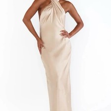 Show Me Your Mumu Champagne Maxi Dress Halter Twist Size XS