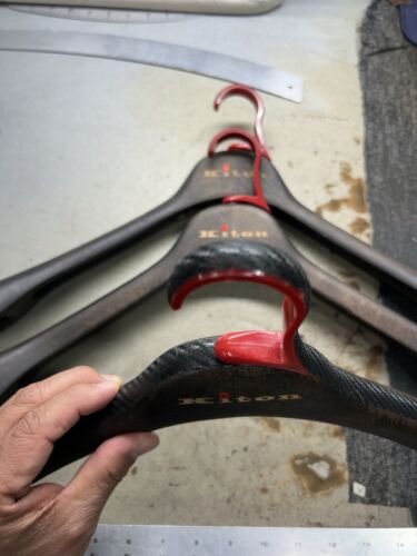 KITON NAPOLI Stained Wood & Carbon Fiber 18” Jacket Hangers (3)Made In Italy - Picture 12 of 12