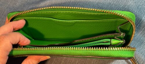 Gently Used Lime Green Leather M Michael Kors Wristlet/Wallet - Picture 3 of 7
