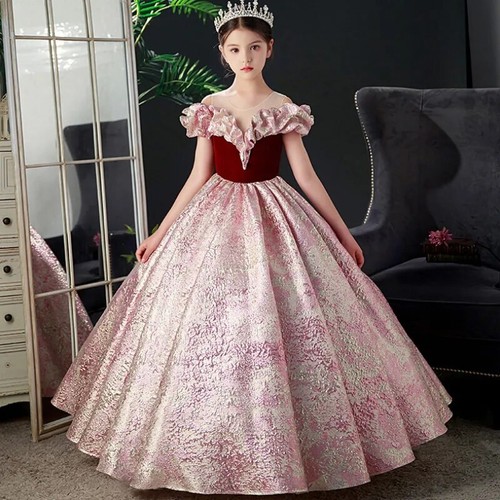 Luxury Party Dress Girls Children Evening Elegant Dresses Long Prom Ball Gown - Picture 9 of 29