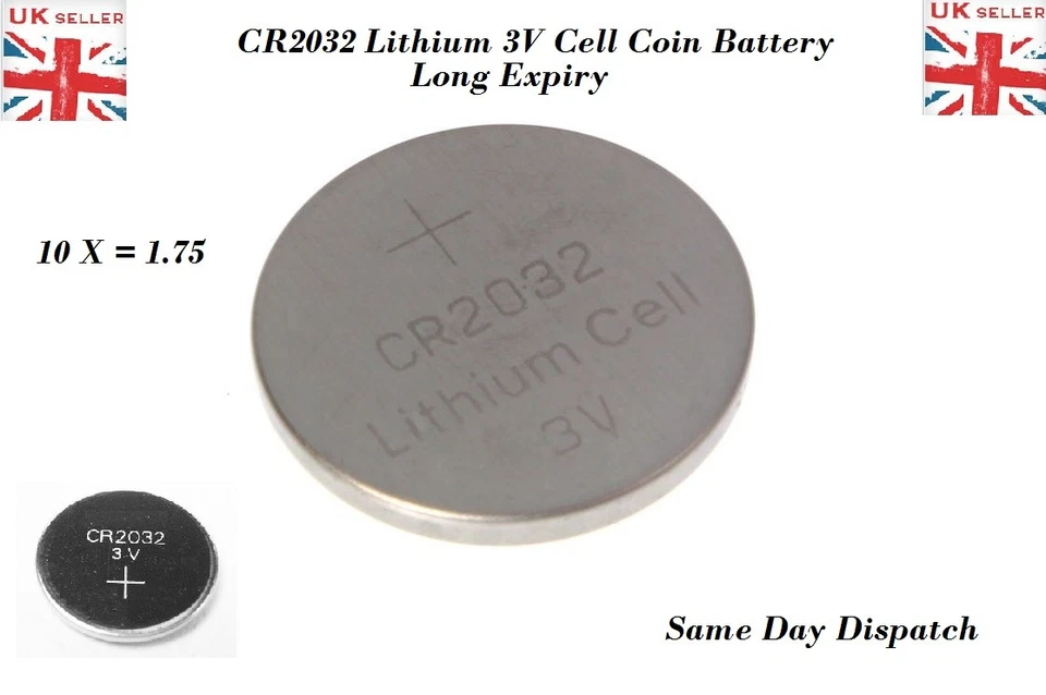10 x CR2032 3V Lithium Coin Cell Battery 2032, DL2032, BR2032, SB-T15 - Image 2 of 3