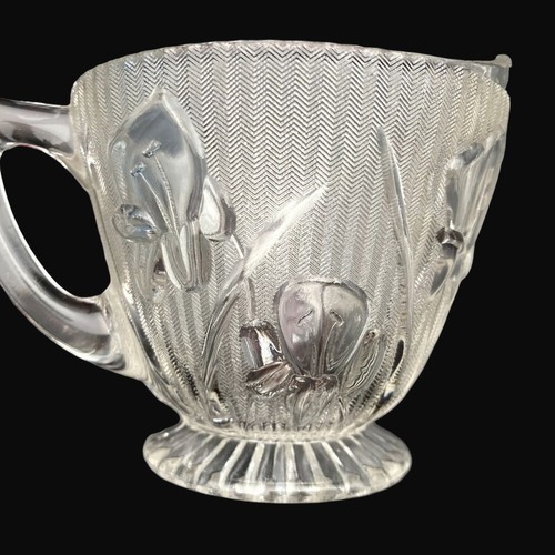 Vtg Jeannette Glass Iris & Herringbone Clear Cream Creamer Pitcher Depression - Picture 2 of 12