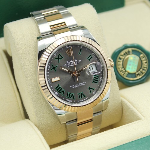 ROLEX Datejust 41 126331 Wimbledon Dial Steel & Rose Gold Oyster 2020 B&P - Picture 6 of 14