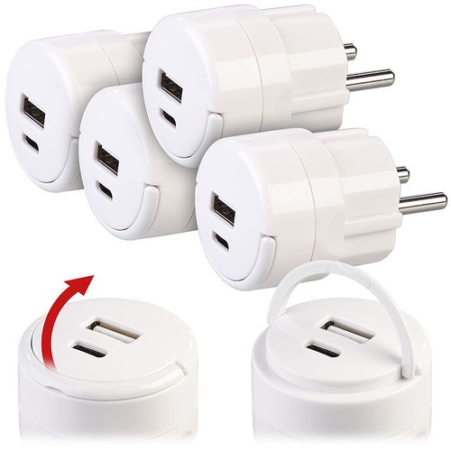 revolt 4er-Set Doppel-USB-Netzteile mit USB-C PD und USB-A QC 3.0, 20 Watt - Bild 1 von 12