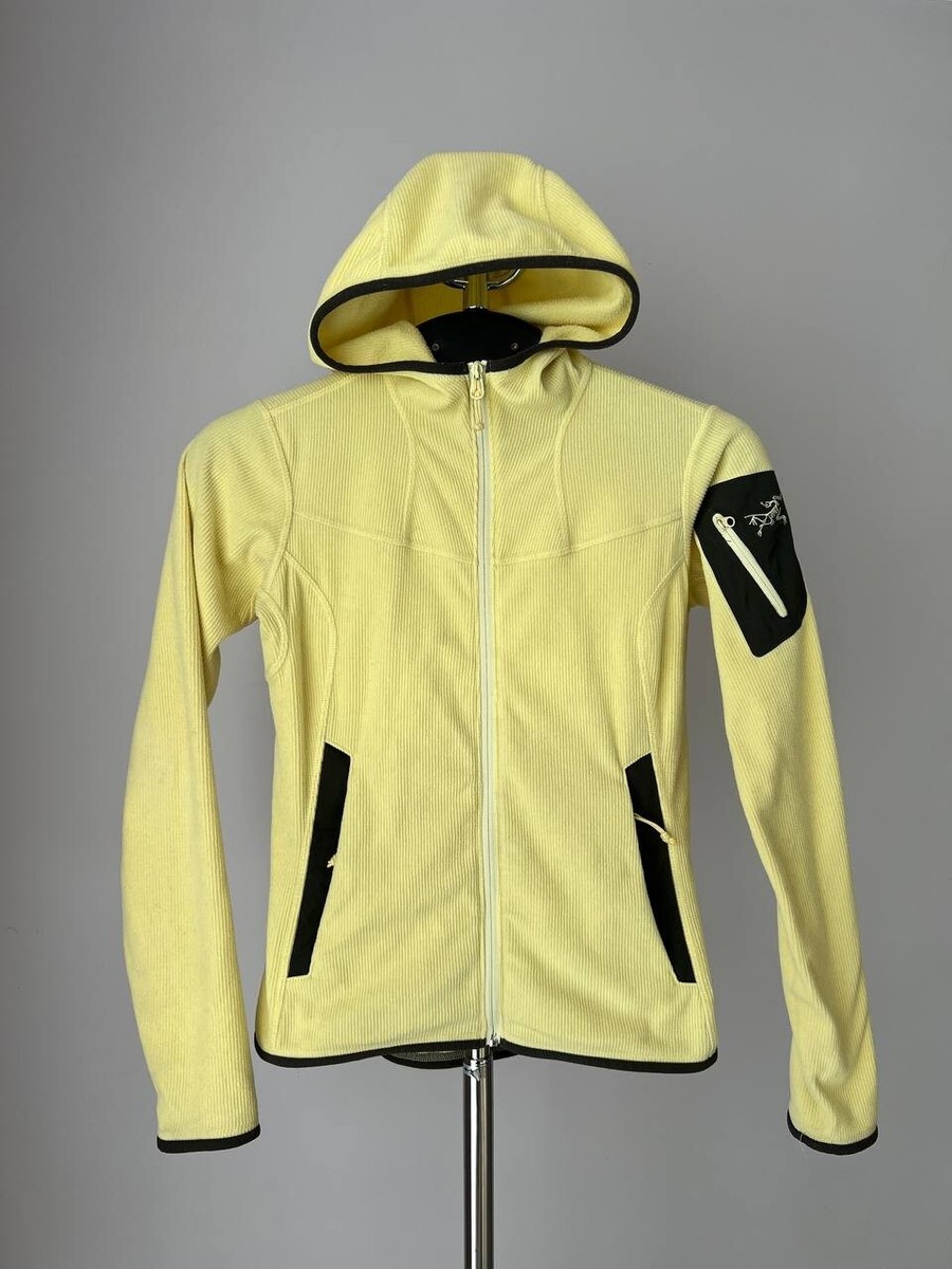 ARCTERYX YELLOW HOODED JACKET FLEECE POLARTEC FULL ZIP WOMENS SIZE