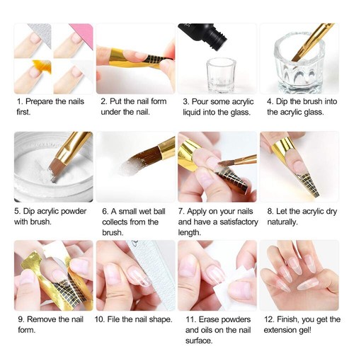 Acrylic Nail Kit Acrylic Nail Art Manicure Tool Tips Brush Set for Beginner - Picture 14 of 14