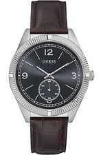 GUESS STEEL W0873G1,Men's Dress,Stainless Steel,SilverTone,Dark Dial,WR