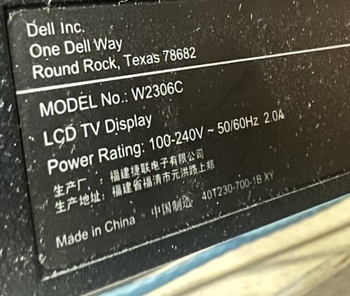 Dell W2306C 23 inch (1366 x 768) 60Hz LCD TV Television Monitor gaming no Remote - Picture 5 of 5