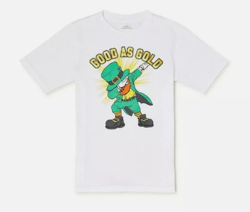 Boys Leprechaun GOOD AS GOLD Dab White St. Patricks Day T Shirt Sizes XS XL 2XL - Picture 1 of 2