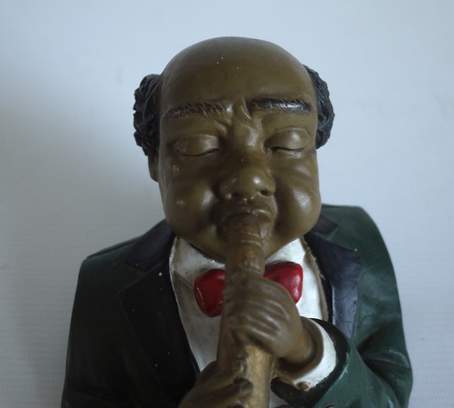 Vintage schwarze Americana Jazz Musiker Figur spielt Saxophon handbemalt - Bild 3 von 11