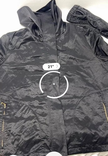 Talbots Black Moto Style Nylon Rain Jacket asymmetrical, Size 12 Silky Shine - Picture 15 of 24