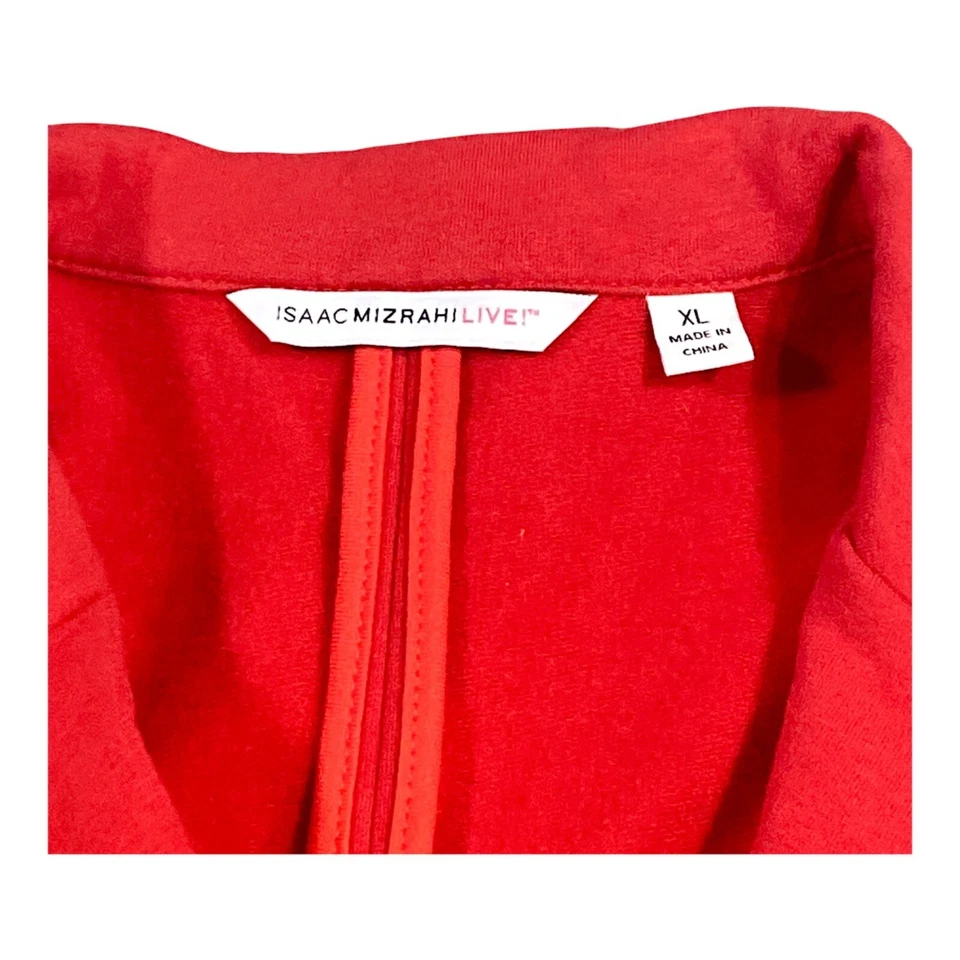 Chaqueta Isaac Mizrahi LIVE Mujer XL Rojo Terry Blazer Trébol Solapa Todos los Días Foto 2 de 4