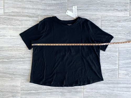 NUEVA CON ETIQUETAS EILEEN FISHER Talla Grande 3X Negra 100% Algodón Cuello Redondo Camiseta Top Básica - Imagen 4 de 8