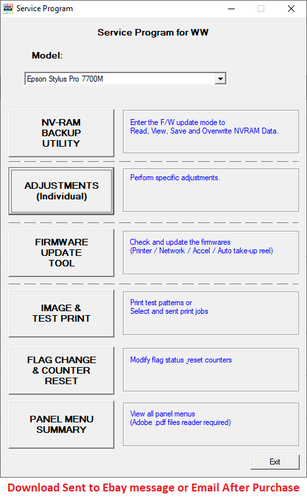 Epson Service Program Stylus Pro 7700 7700M  WT7900 7890 7900 9700 9890 9900 - Picture 1 of 6