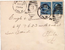 Pennsylvania Phila. Sta. D 1896 numeral duplex  1895-1902.