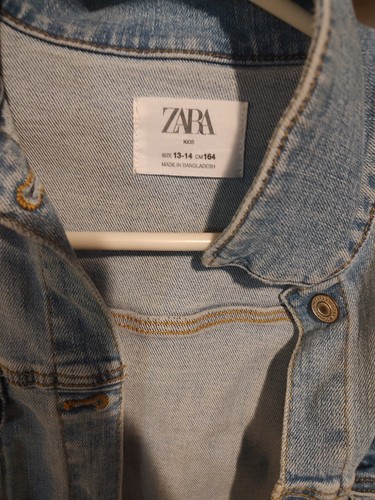 Zara Girls Jean Jacket Youth Size 13/14 Blue Light Wash Denim Button Up Retro - Picture 2 of 5