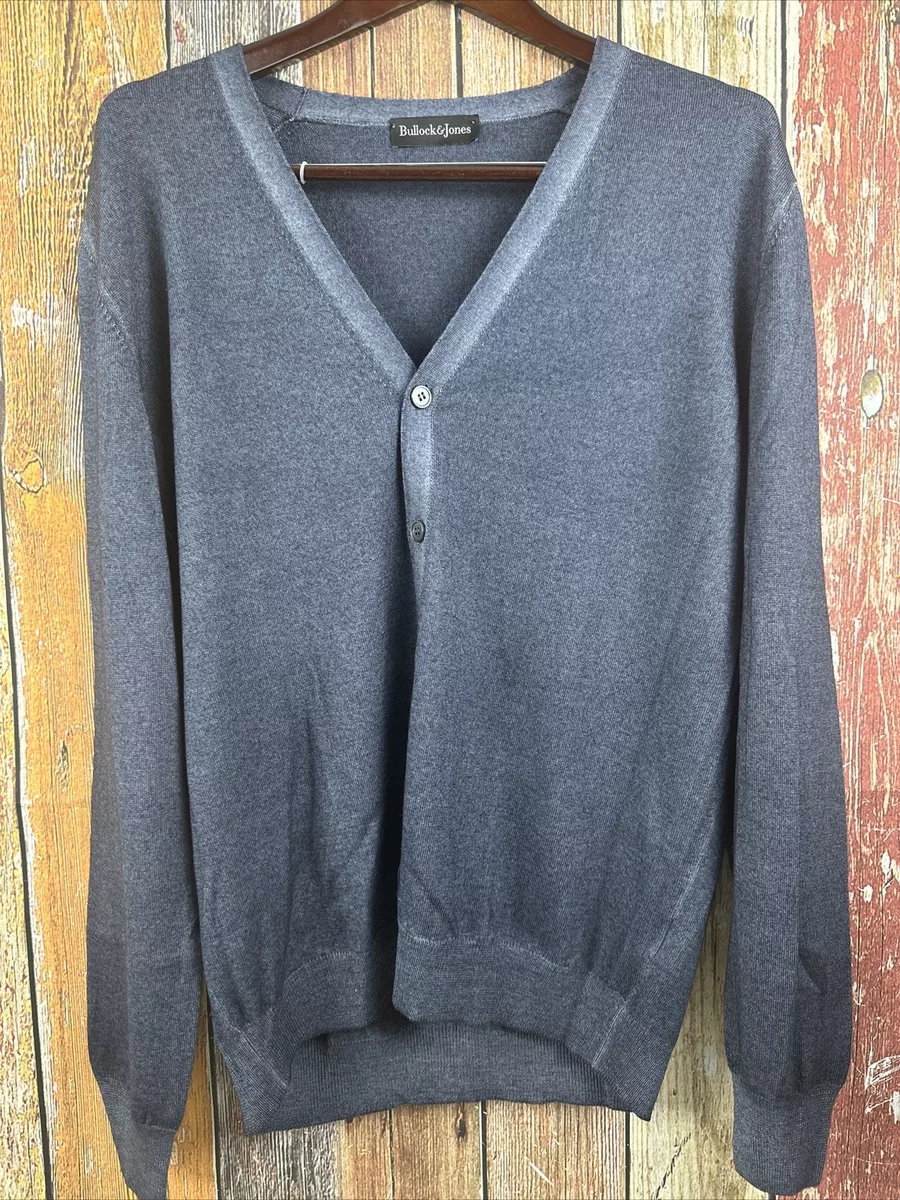 Bullock Jones Mens Wool Cardigan Thin Sweater Men s 52 Large Made Italy