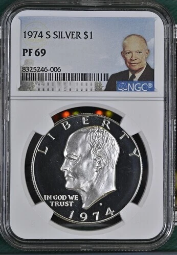 1974 S Silver Eisenhower Dollar $1 NGC PF 69