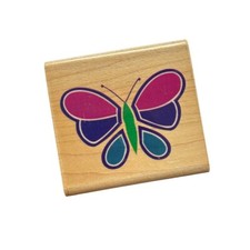 Rubber Stampede Brilliant Butterfly Rubber Stamp Wood Mounted Colorful Vintage