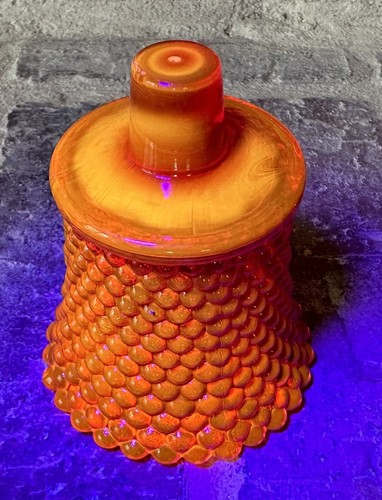 Amber Color Glass, Hobnail Textured Votive Candle Holder Tealight Glows UV M - Picture 4 of 4
