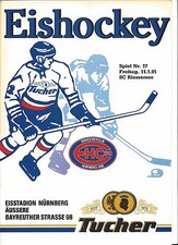 EHC 80 NÜRNBERG - SC RIESSEREE 11.01.1991, 2.Bundesliga Eishockey Programm 90/91