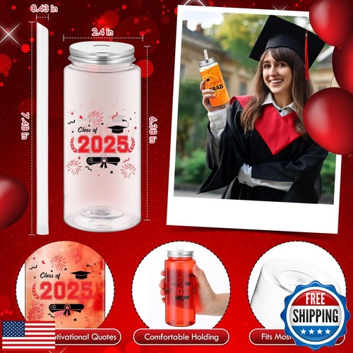 Pickmesh 36 Pcs Reusable Graduation Cups 13.5 oz Clear Plastic Tumblers with - Picture 2 of 5