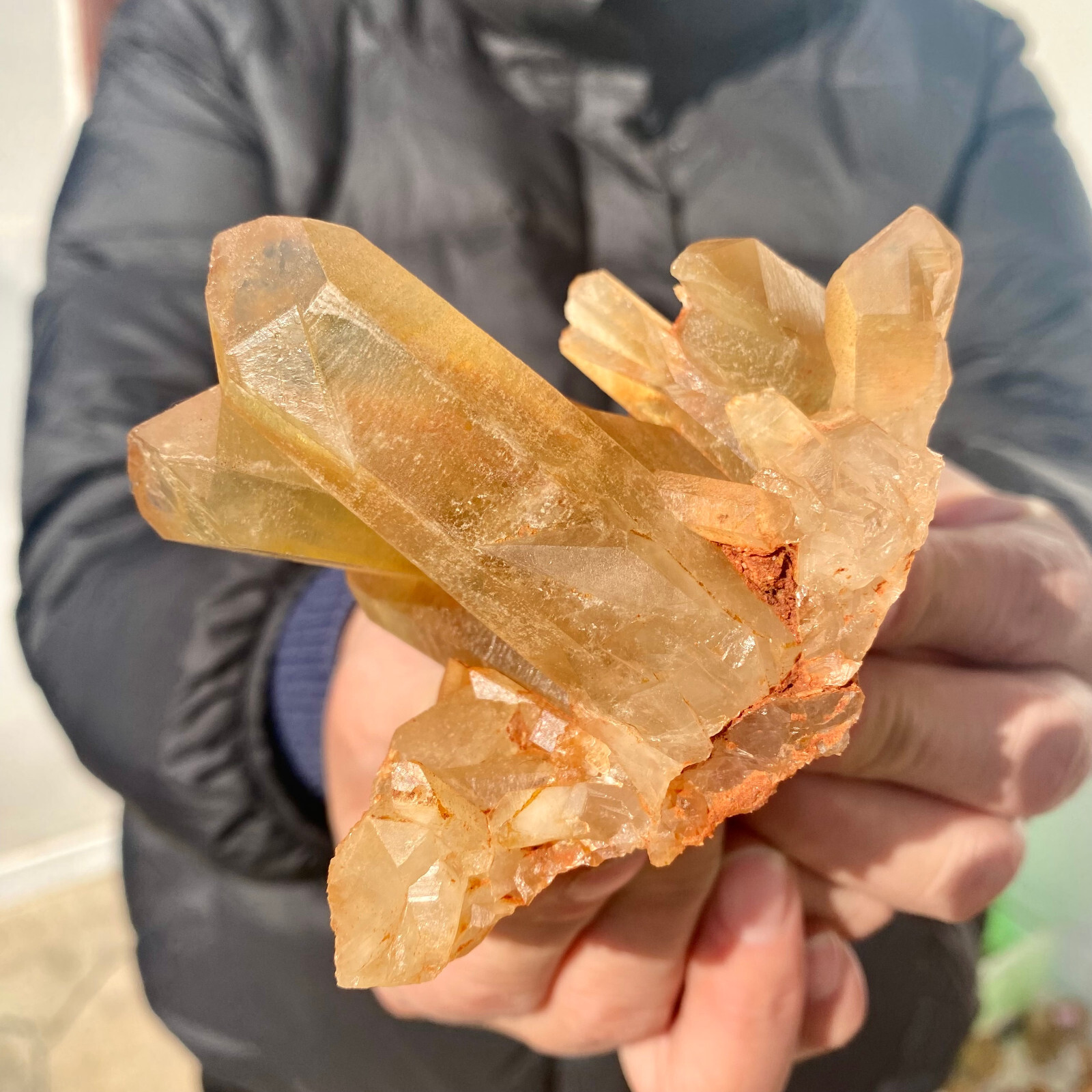 286G Natural Topaz Cluster Mineral Specimen with Quartz Crystal for Reiki Healing