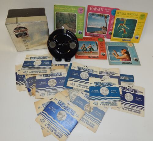 Vintage 1950's Sawyer's Viewmaster in Box plus 41 Assorted Reels - Picture 1 of 5