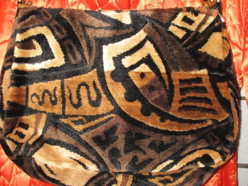 Vintage ANTIK Teppich HIPPIE GOBELIN CHENILLE SCHULTERTASCHE BRAUN HELLBRAUN SCHWARZ *** - Bild 6 von 10