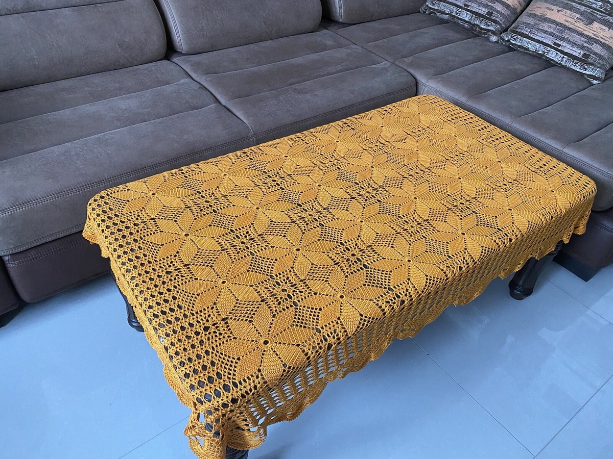 Handmade sofa cover, hand crochet table runner, nice crochet